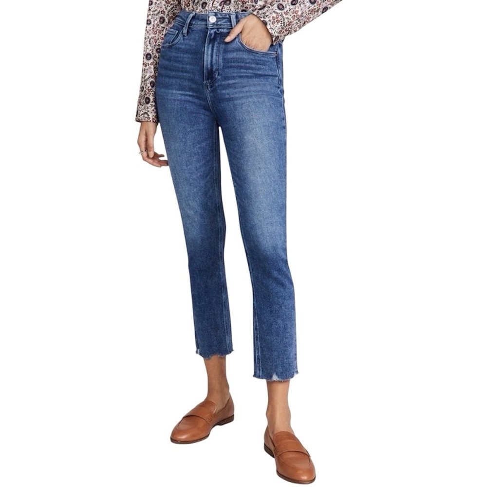PAIGE Sarah Slim Crop Jeans High Rise Raw Hem Stretch Denim Size 26